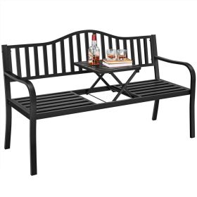 Outdoor Elevated Metal Bench - Black