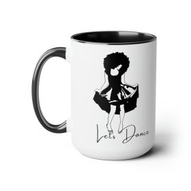 Accent Ceramic Coffee Mug 15oz - Say It Soul, Lets Dance Black Line Art Print