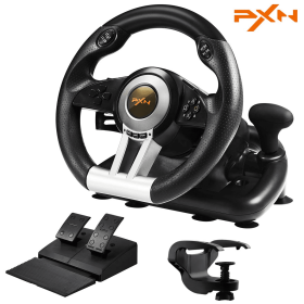 PXN V3 Pro Gaming Racing Wheel Volante PC Steering Wheel Racing Game 180Â° for PC Windows/PS3/PS4/Switch/Xbox One/Xbox Series X/S (Color: Black)