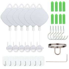Cable Management Ceiling Pulley System forOculus Rift S VR Accessories Retractable Practical Headset Parts (Color: white 6pcs)