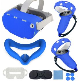7 Color VR Shell Cover For Oculus Quest 2 Replacement Protective Lens Cover Anti-Leakage Nose Pad VR Accessories 7-Piece Set (Color: Blue)