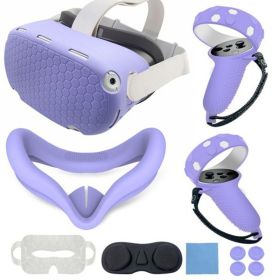 7 Color VR Shell Cover For Oculus Quest 2 Replacement Protective Lens Cover Anti-Leakage Nose Pad VR Accessories 7-Piece Set (Color: Purple)