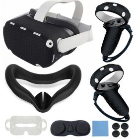 7 Color VR Shell Cover For Oculus Quest 2 Replacement Protective Lens Cover Anti-Leakage Nose Pad VR Accessories 7-Piece Set (Color: Black)