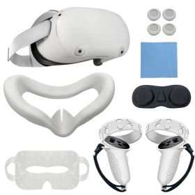 3 Color For Oculus Quest 2 Replacement Protective Lens Cover Anti-Leakage Nose Pad VR Accessories 7-Piece Set VR Shell Cover (Color: White)