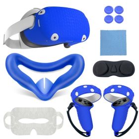 3 Color For Oculus Quest 2 Replacement Protective Lens Cover Anti-Leakage Nose Pad VR Accessories 7-Piece Set VR Shell Cover (Color: Blue)