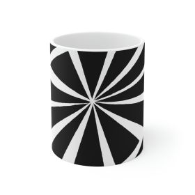 Decorative Ceramic Coffee Mug 15oz, Black And White Geometric Pattern (size: 11oz)