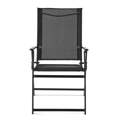 Greyson Steel and Sling Adult Folding Outdoor Patio Armchair (Set of 2)